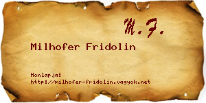 Milhofer Fridolin névjegykártya